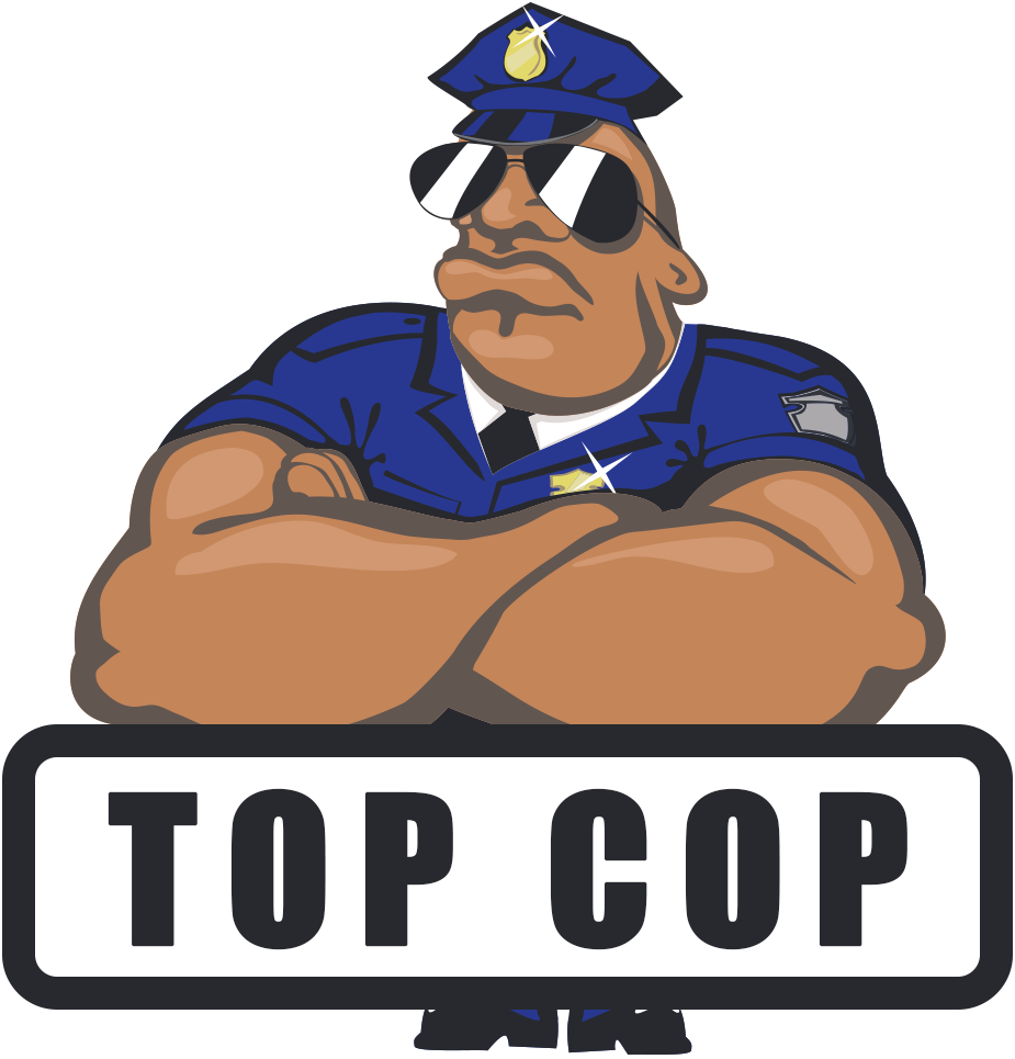 Top Cop Cartoon Character PNG Image