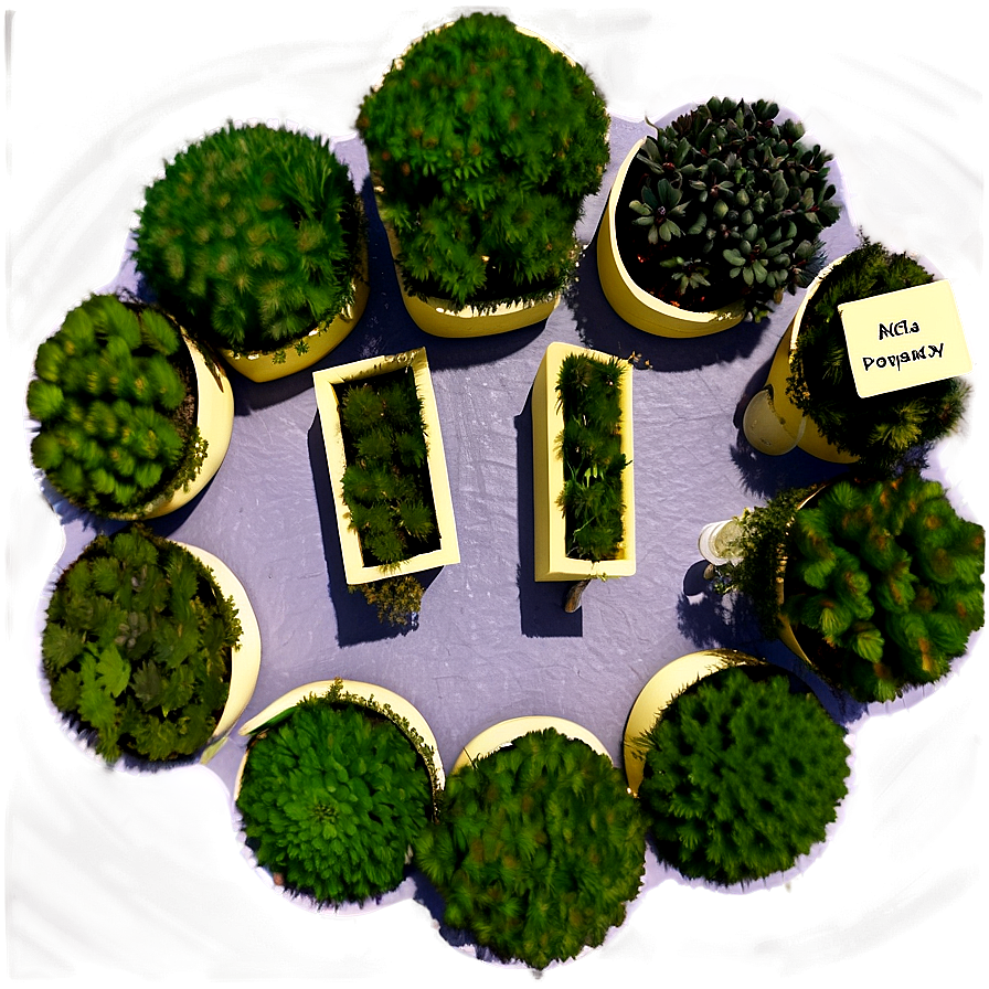 Top Down Viewof Garden Planters PNG Image