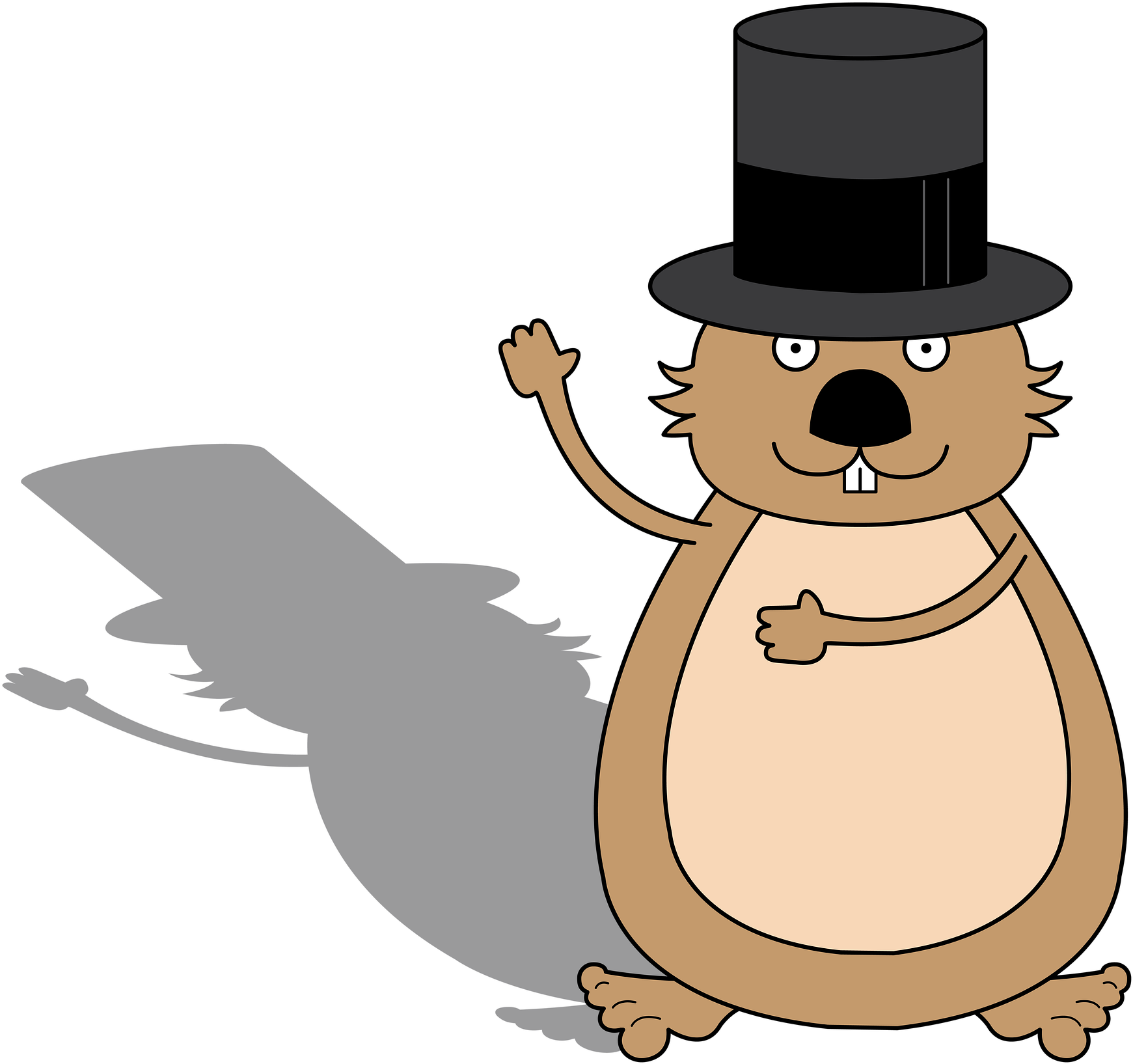 Top Hat Groundhog Cartoon PNG Image