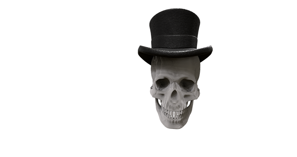 Top Hatted Skull Graphic PNG Image