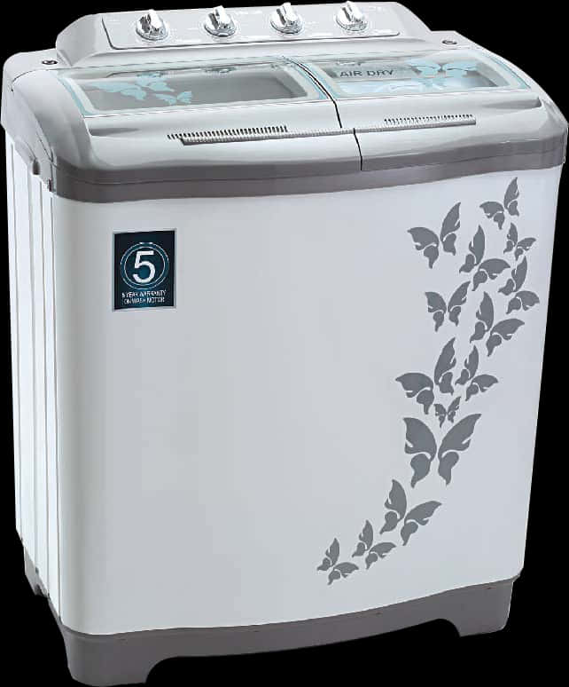 Top Loading Floral Washing Machine PNG Image