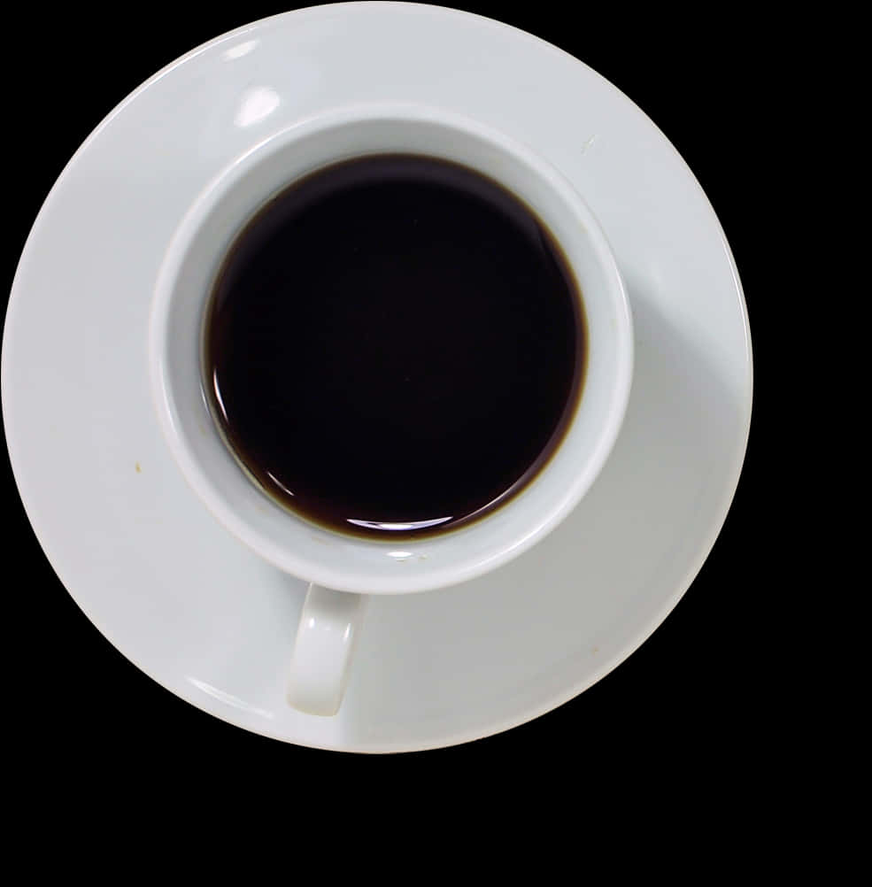 Top View Black Coffee White Cup PNG Image