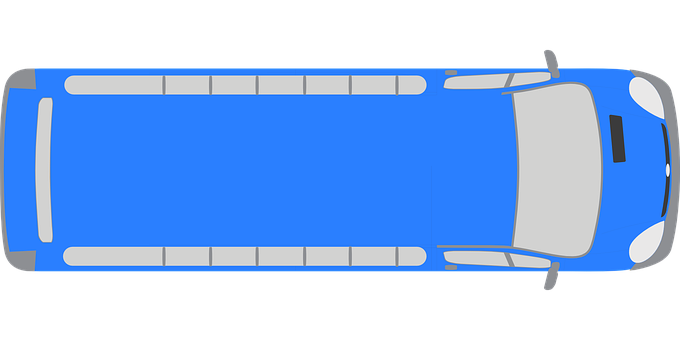 Top View Blue Bus Vector PNG Image