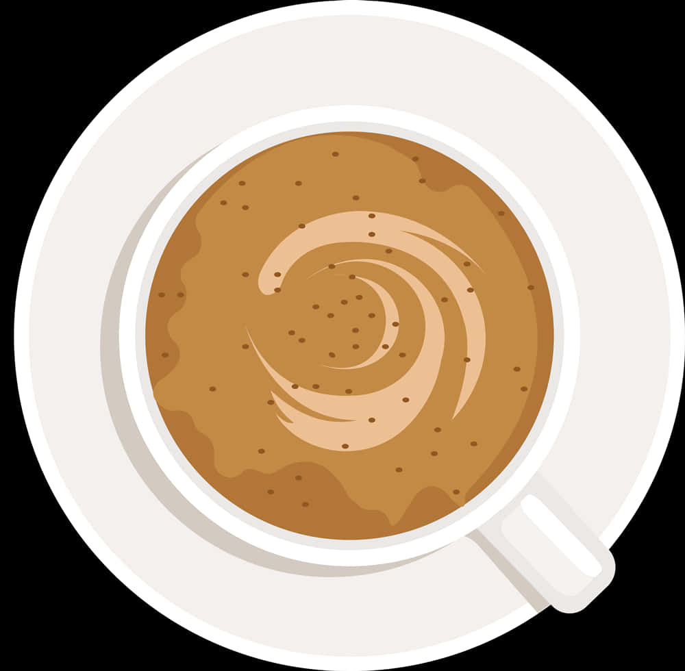 Top View Coffee Cup With Swirl Design PNG Image