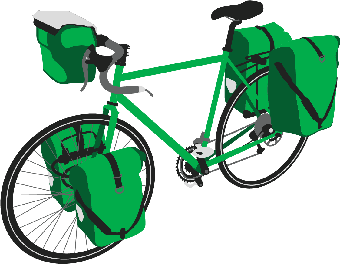 Touring Bicycle With Panniers.png PNG Image