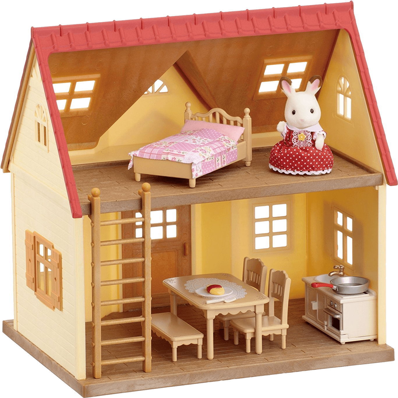 Toy Dollhousewith Furnitureand Figure PNG Image