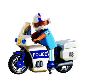 Toy Police Motorcycle Figure PNG Image