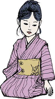 Traditional Asian Girl Illustration PNG Image