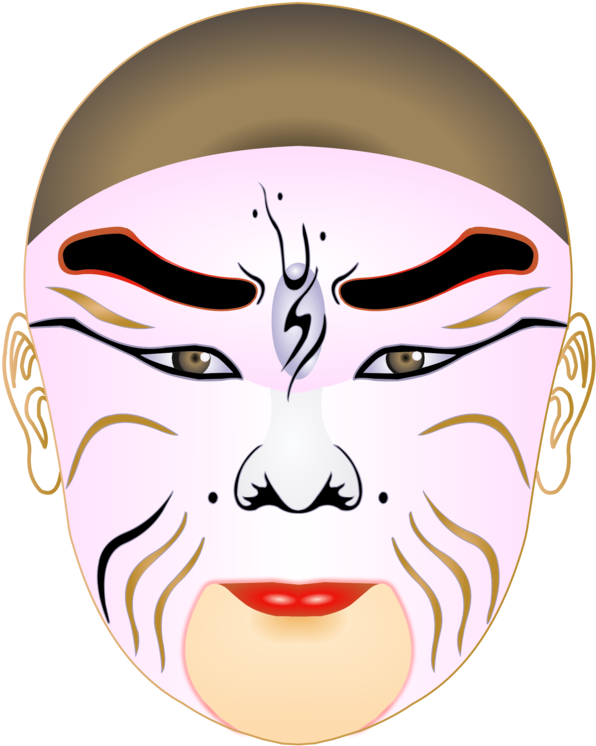 Traditional Asian Theater Mask PNG Image