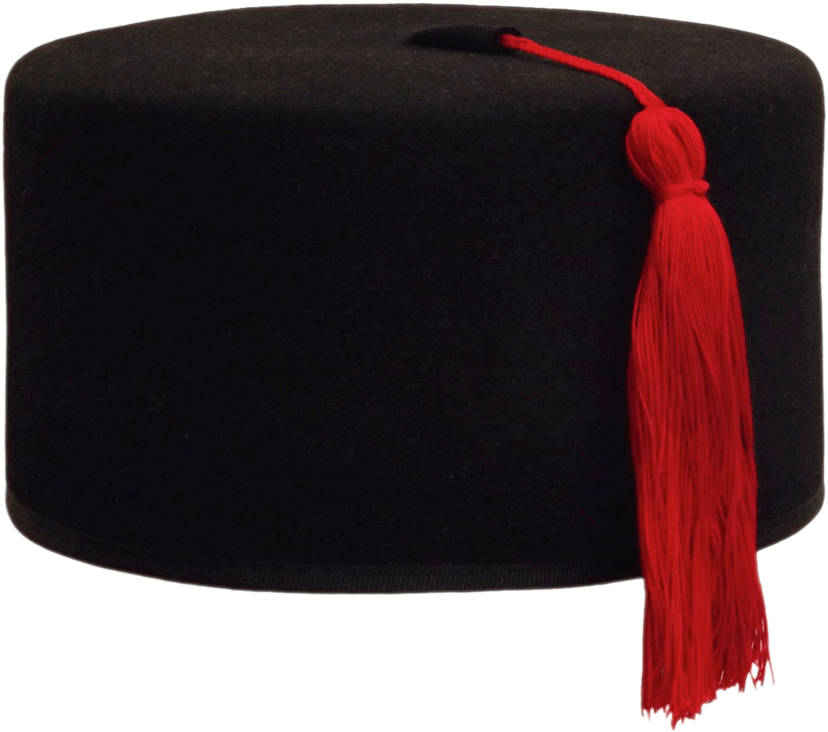 Traditional Black Fez Hatwith Red Tassel PNG Image