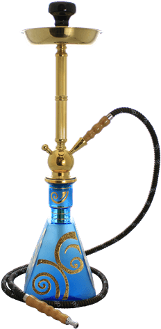 Traditional Blue Gold Hookah PNG Image