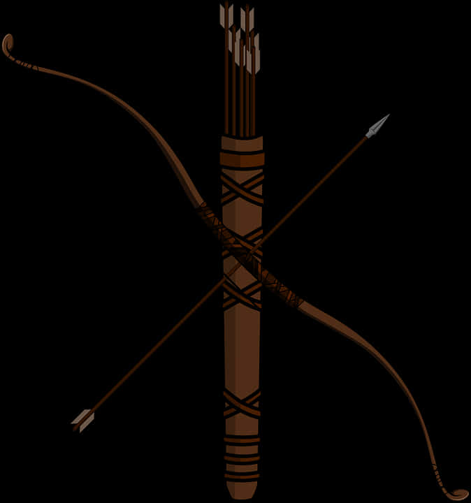 Traditional Bowand Arrow Illustration PNG Image