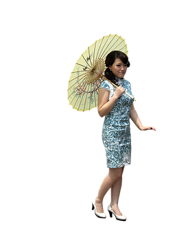 Traditional Chinese Dress Umbrella PNG Image