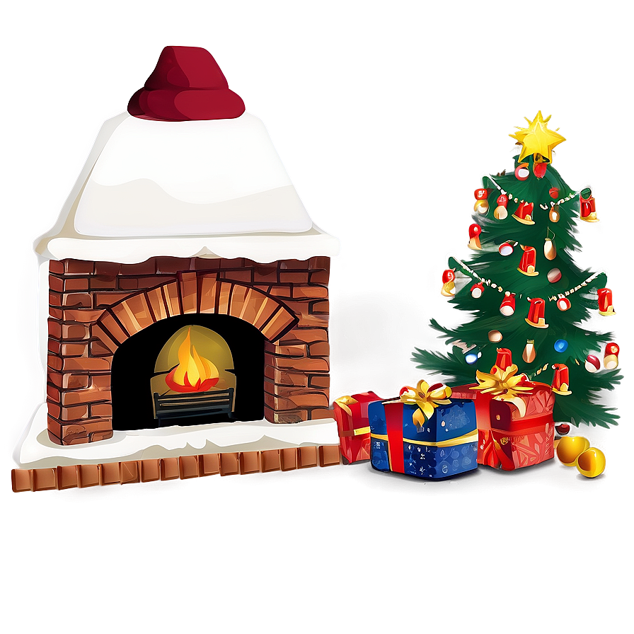 Traditional Christmas Fireplace Setup Png Pdp PNG Image