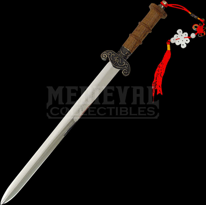 Traditional Decorative Swordwith Tassel PNG Image