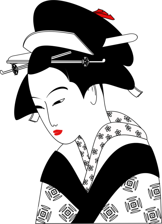 Traditional Geisha Art Illustration PNG Image