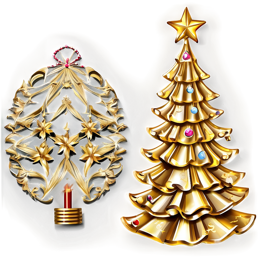 Traditional Gold Christmas Tree Styles Png 06282024 PNG Image