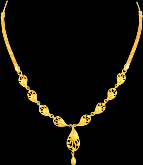 Traditional Gold Necklace Design PNG Image