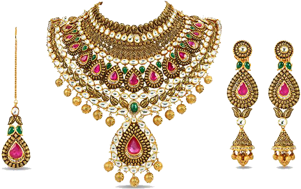 Traditional Gold Plated Jewelry Set PNG Image