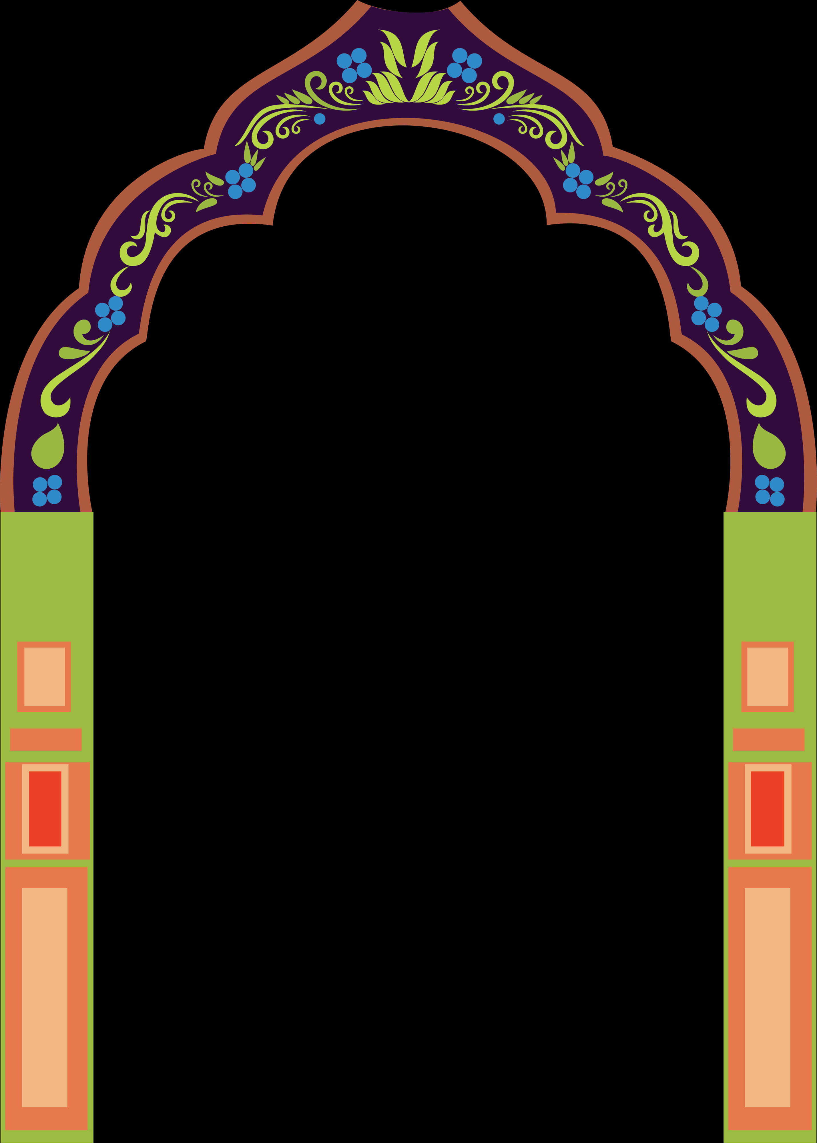 Traditional Hindu Temple Arch Design PNG Image