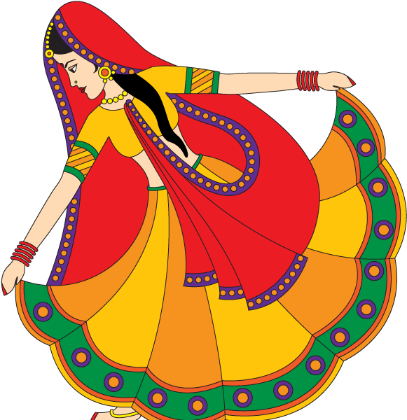 Traditional Indian Dance Illustration PNG Image