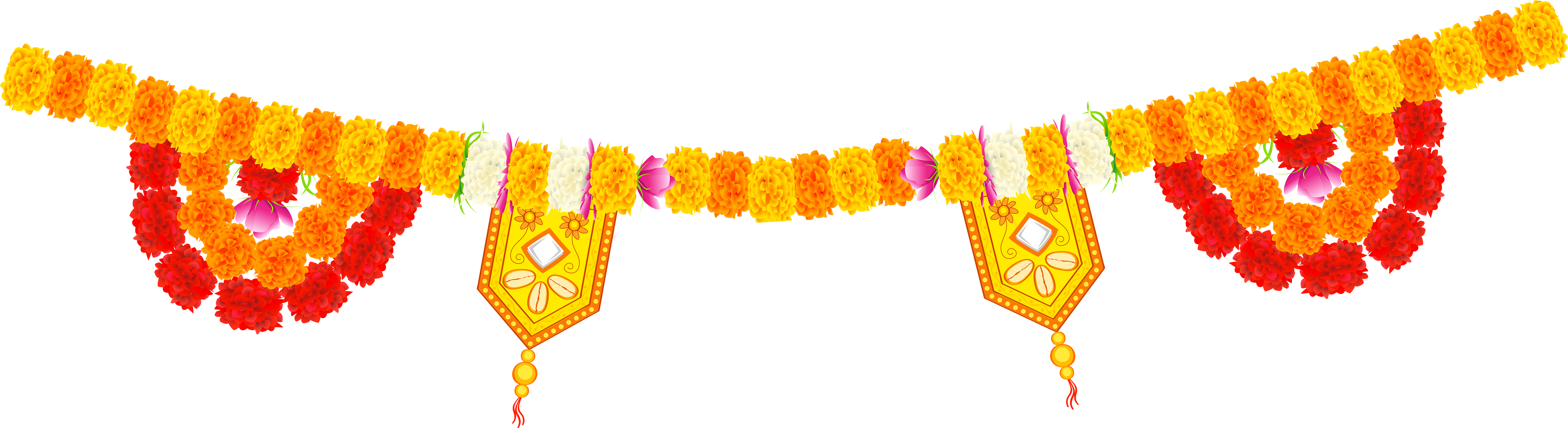 Traditional Indian Floral Decoration Garland.png PNG Image