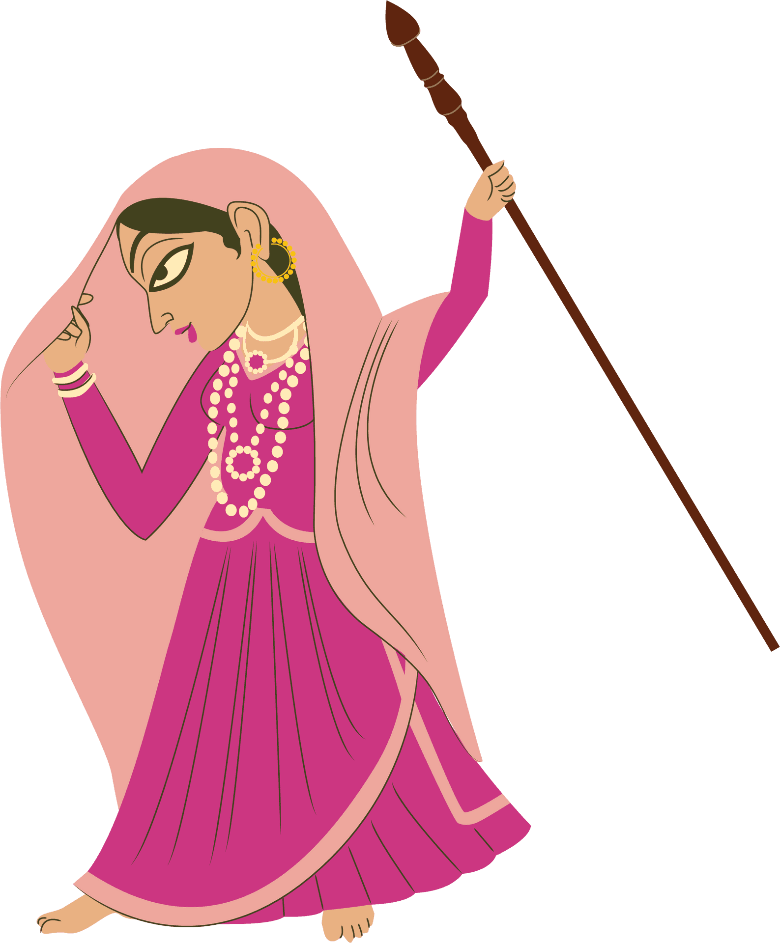 Traditional Indian Flute Player Illustration PNG Image