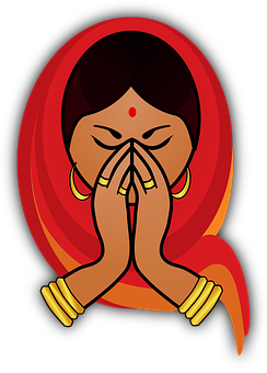 Traditional Indian Girl Greeting PNG Image