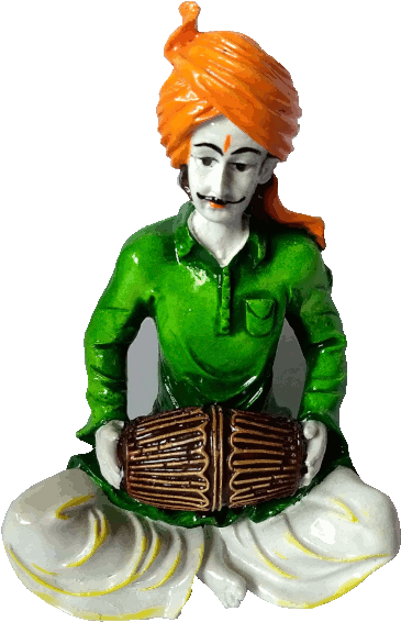 Traditional Indian Musician Statue PNG Image