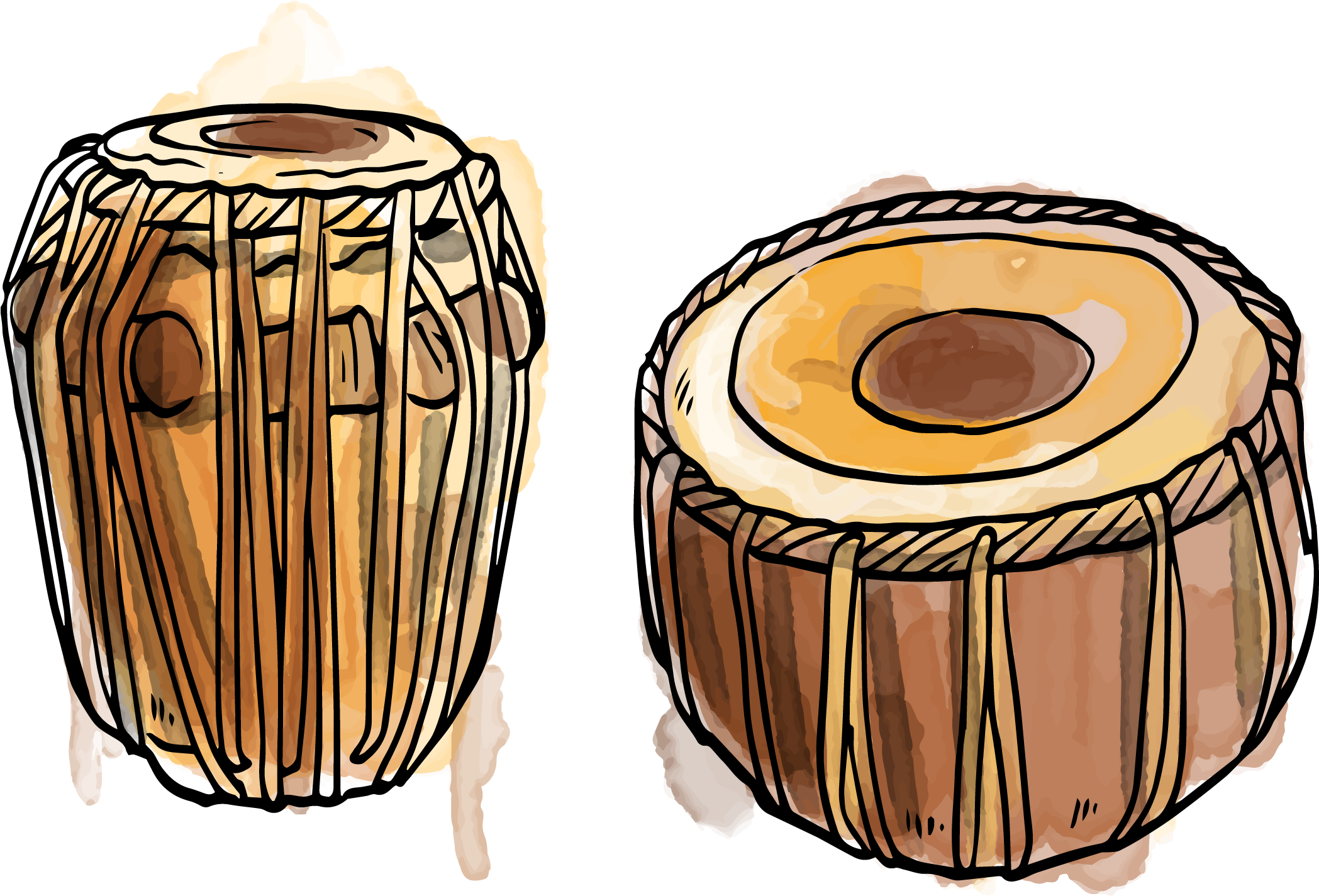 Traditional Indian Tabla Drums Illustration PNG Image