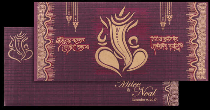 Traditional Indian Wedding Card PNG Image