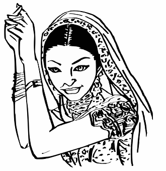 Traditional Indian Woman Illustration PNG Image