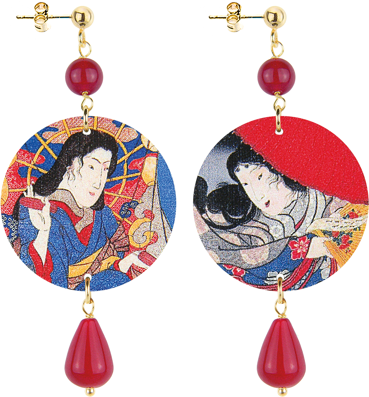 Traditional Japanese Art Earrings PNG Image