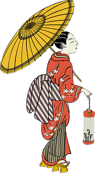 Traditional Japanese Geisha Art PNG Image