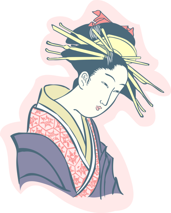 Traditional Japanese Geisha Art PNG Image