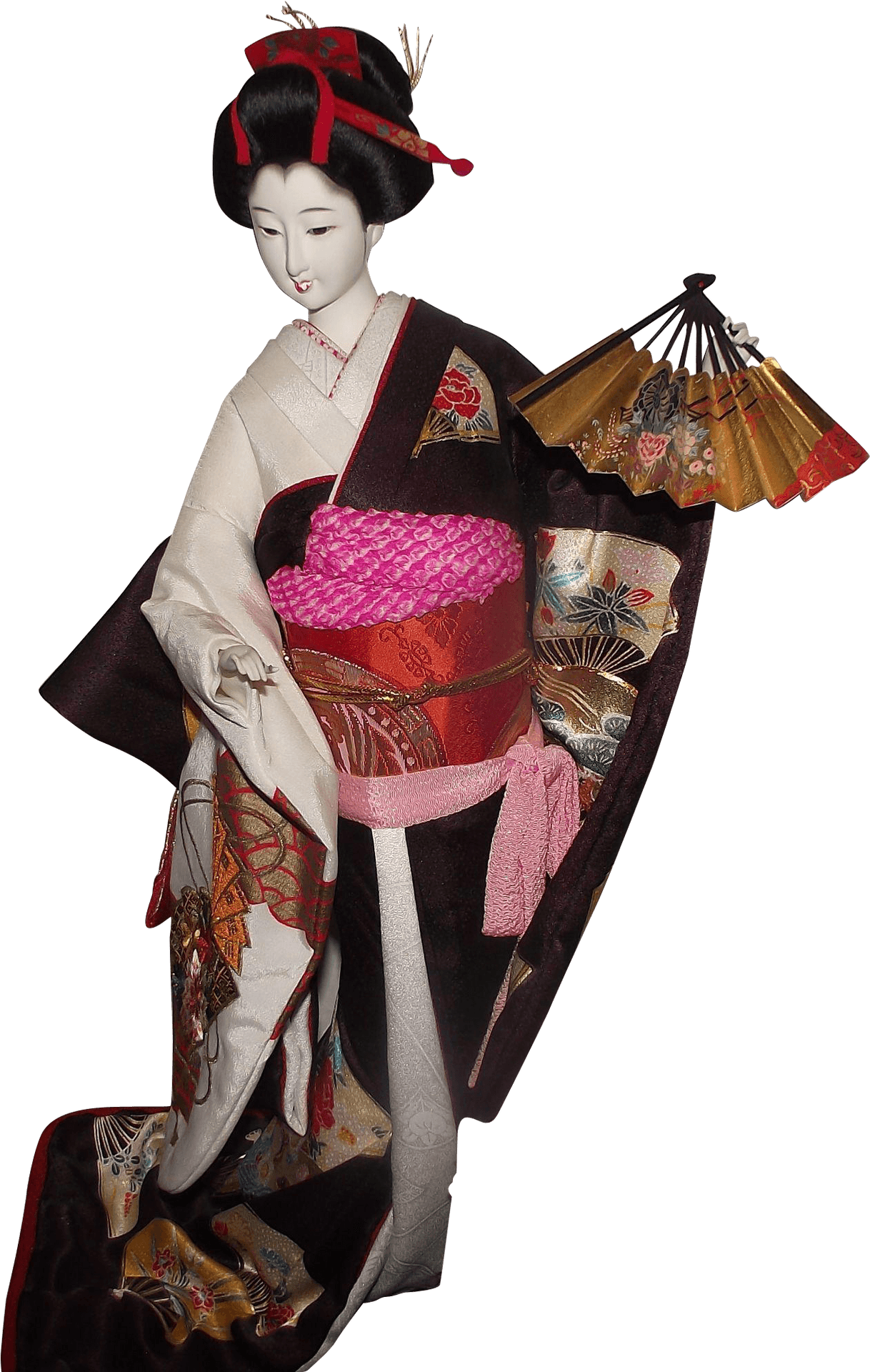 Traditional Japanese Kimono Doll PNG Image