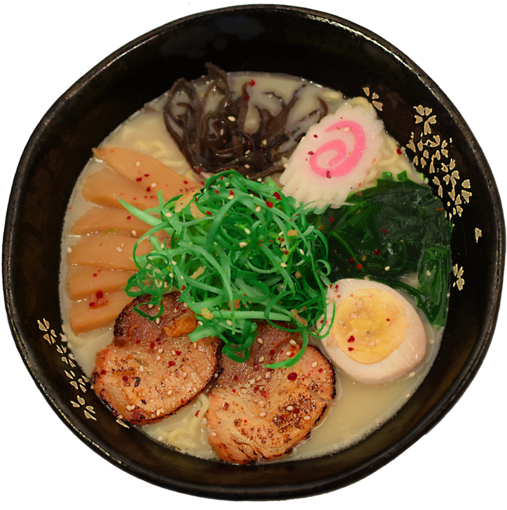 Traditional Japanese Ramen Bowl PNG Image