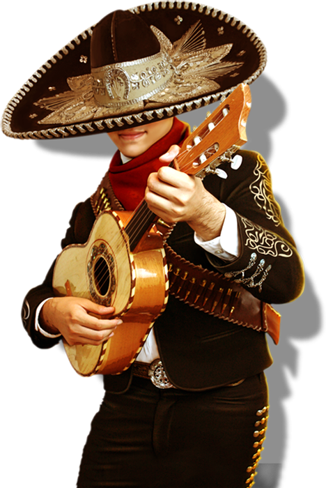 Traditional Mariachi Musician Playing Guitar PNG Image