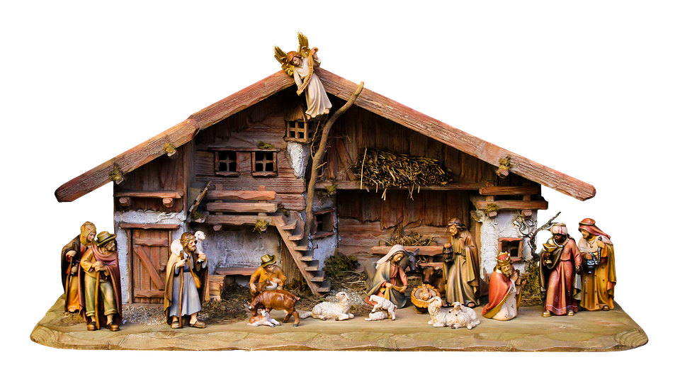 Traditional Nativity Scene Christmas Display PNG Image