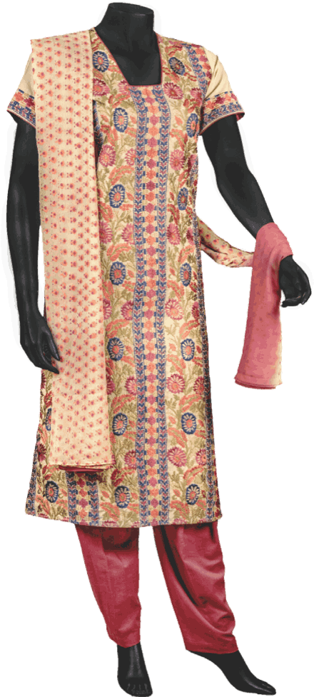 Traditional Printed Salwar Suit Mannequin PNG Image