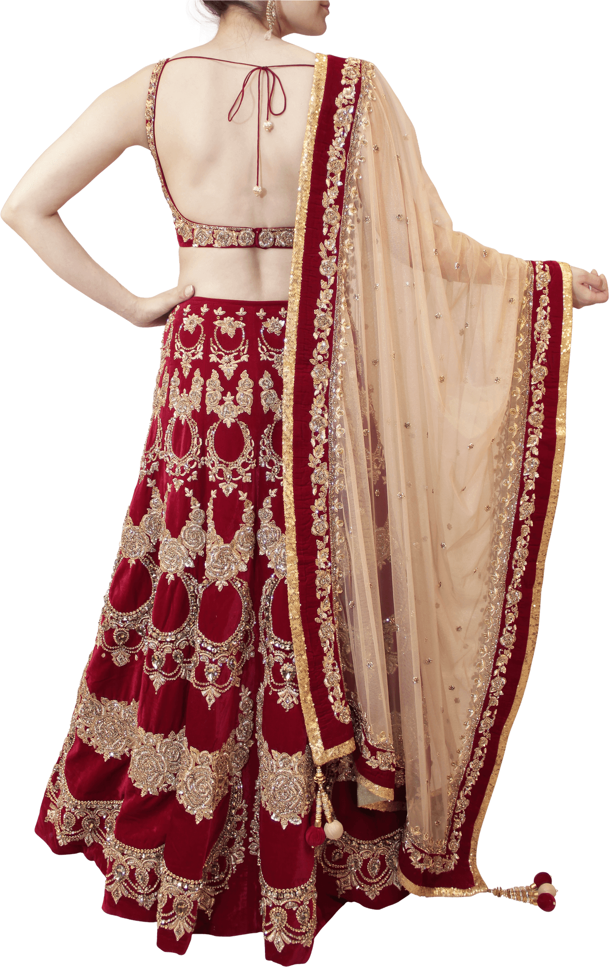 Traditional Red Lehenga Choliwith Dupatta PNG Image