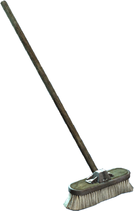 Traditional Wooden Broom Isolated PNG Image