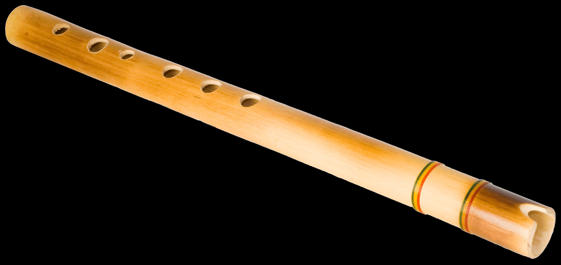 Traditional Wooden Flute Black Background PNG Image