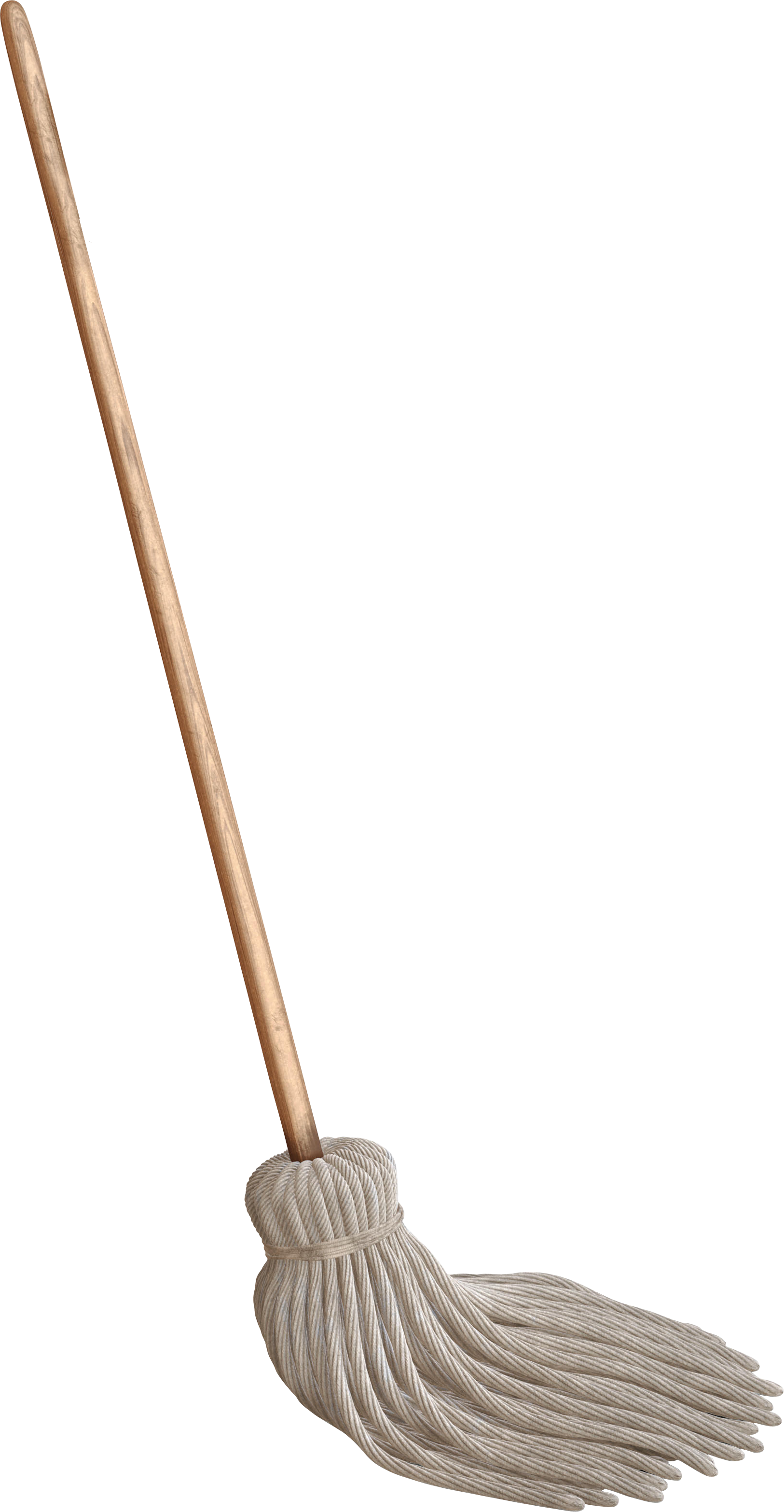 Traditional Wooden Handle Mop PNG Image