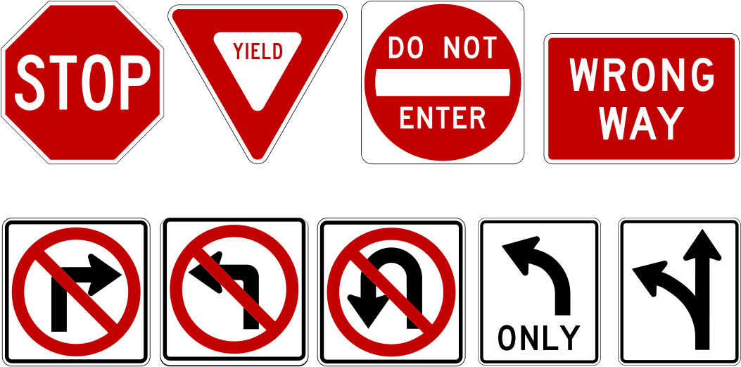 Traffic Control Signs Collection PNG Image