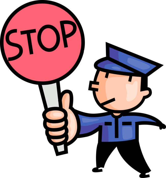 Traffic Officer Holding Stop Sign PNG Image