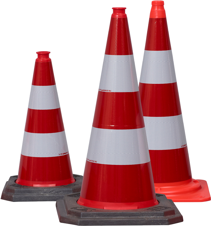 Traffic Safety Cones Array PNG Image