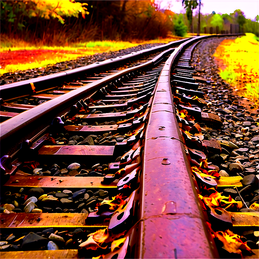 Train Track In Autumn Png Vvh45 PNG Image