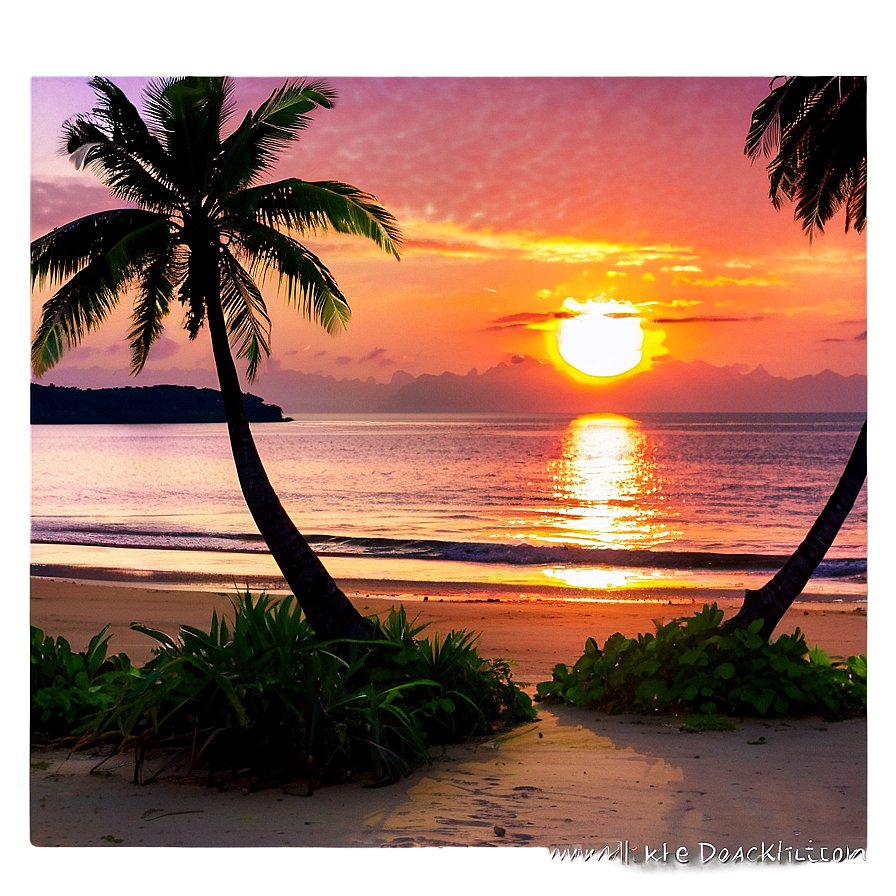 Tranquil Beach Sunset Png Kcx PNG Image