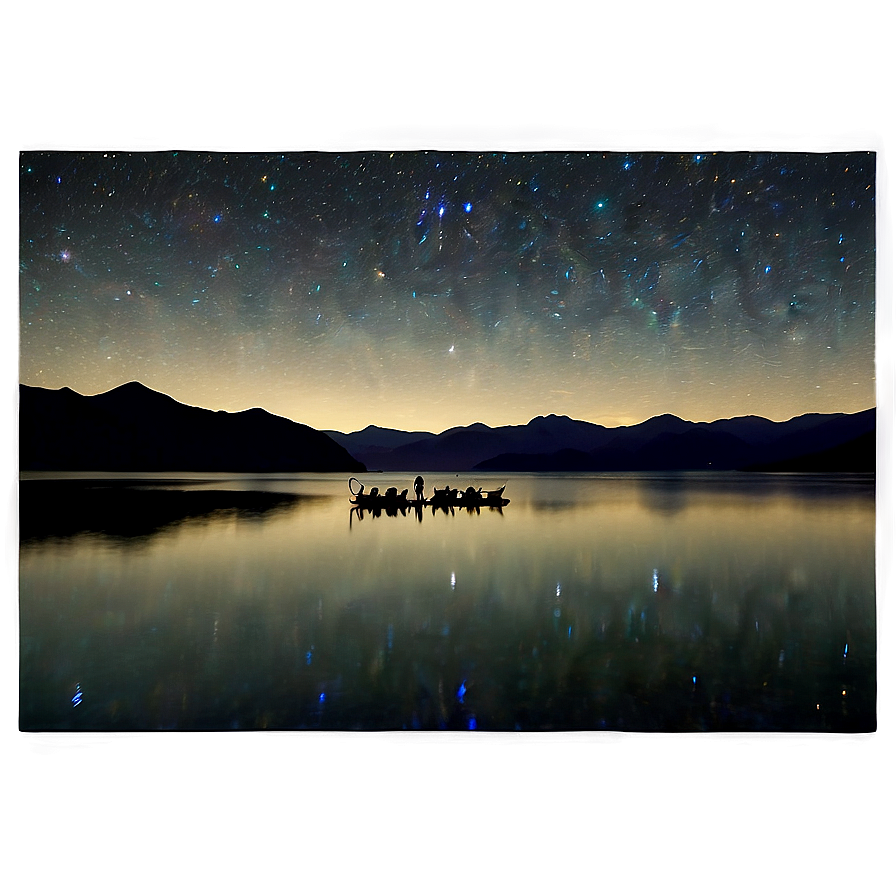 Tranquil Lakeside Star Gazing Png Jof10 PNG Image